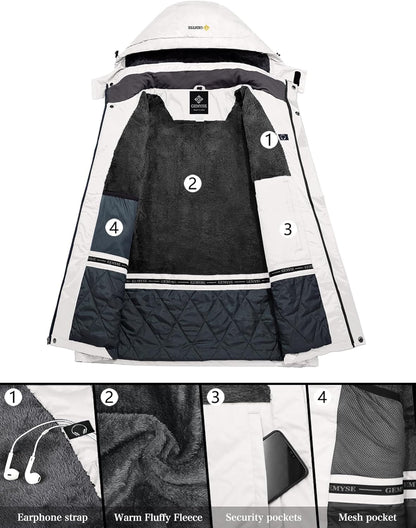 Men'S Waterproof Ski Jacket Winter Snow Coat with Detachable Hood